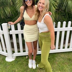 Peppermayo Light Yellow Crop Top and Skirt Set US 2